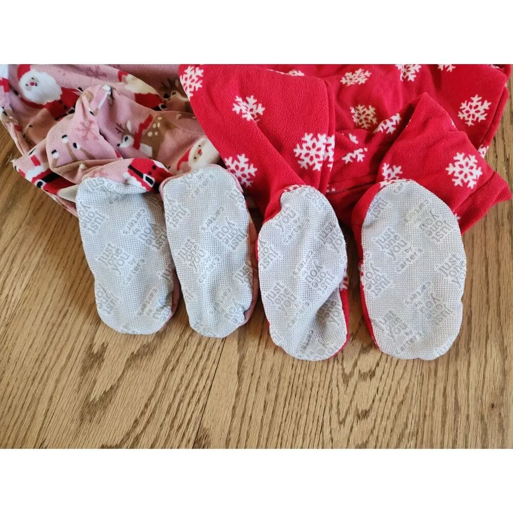 Just You by Carter's 3T Lot of 2 Fleece Footed One-Piece Pajamas Christmas Santa